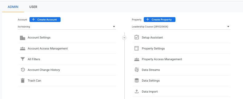 Google Analytics Property creation