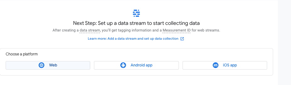 Google Analytics stream options