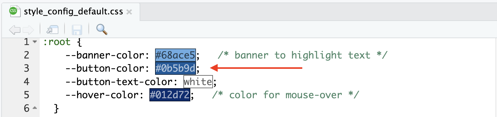 Change color of button