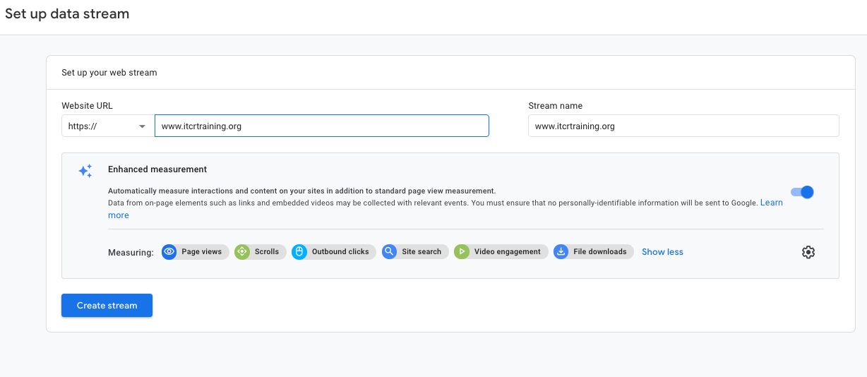 Google Analytics stream